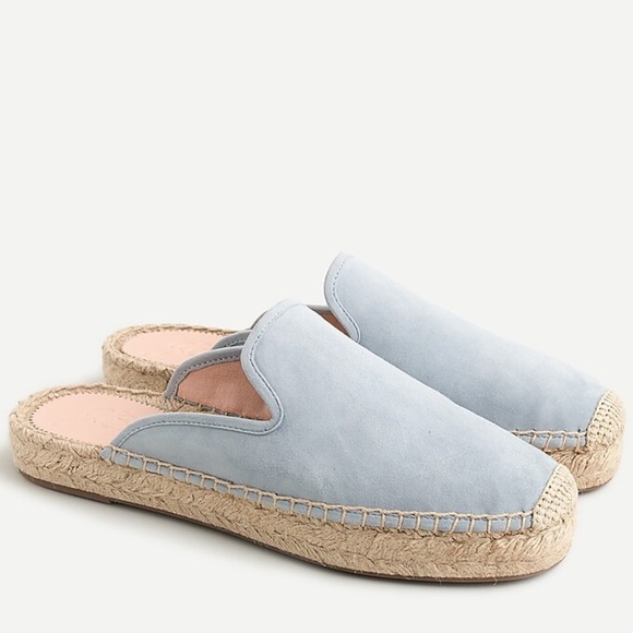 J. Crew Suede Espadrille Mules Women's Light Blue Espadrille Slip-Ons - Picture 1 of 10